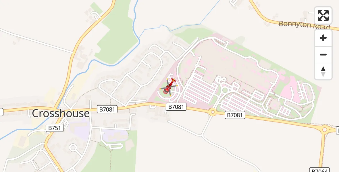 Flight route Air Ambulance Helicopter Crosshouse University Hospital - Crosshouse University Hospital, 16 April 2026, 08:21