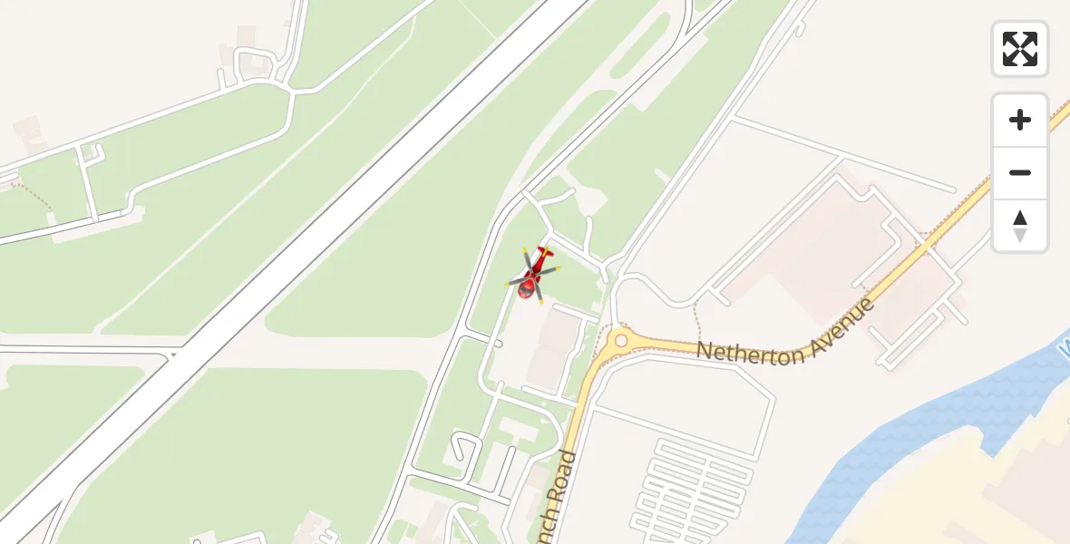 Flight path map showing Air Ambulance Helicopter route from Glasgow Airport to Glasgow Airport