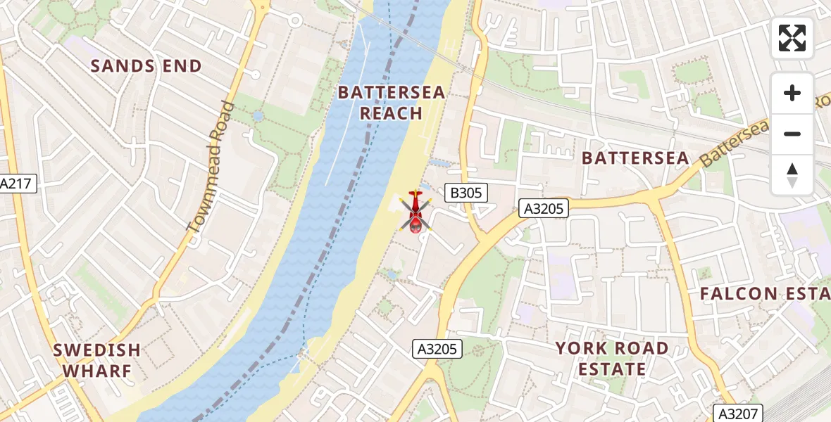 Flight route Air Ambulance Helicopter London Heliport - London Heliport, 16 April 2026, 09:01