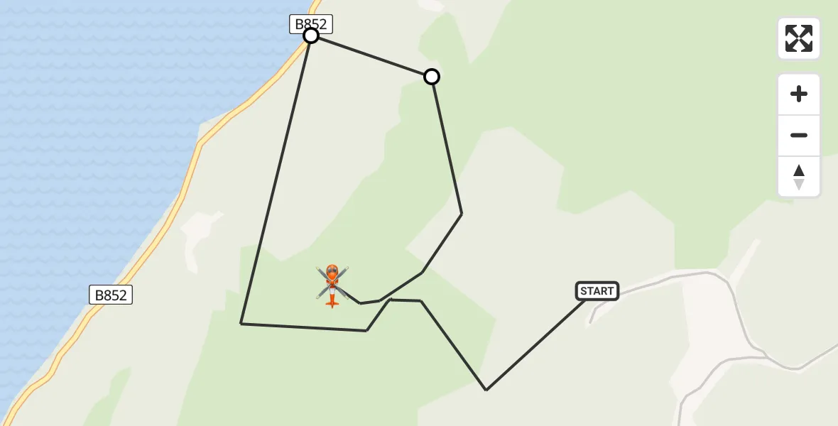 Flight path map showing Coastguard Helicopter route from Highland to Highland