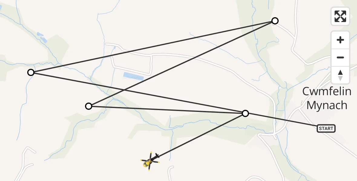 Routekaart van de vlucht: Police Helicopter to Llanboidy