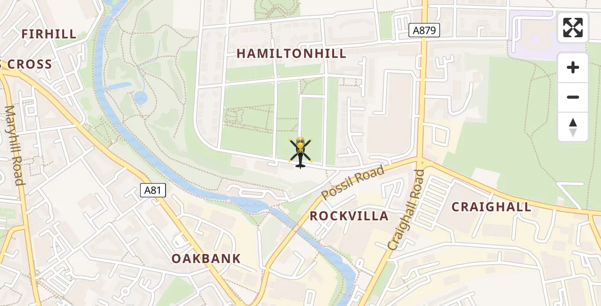 Flight path map showing Police Helicopter route from Glasgow to Glasgow
