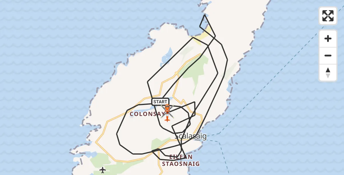 Flight path map showing Coastguard Helicopter route from Inner Seas to Inner Seas
