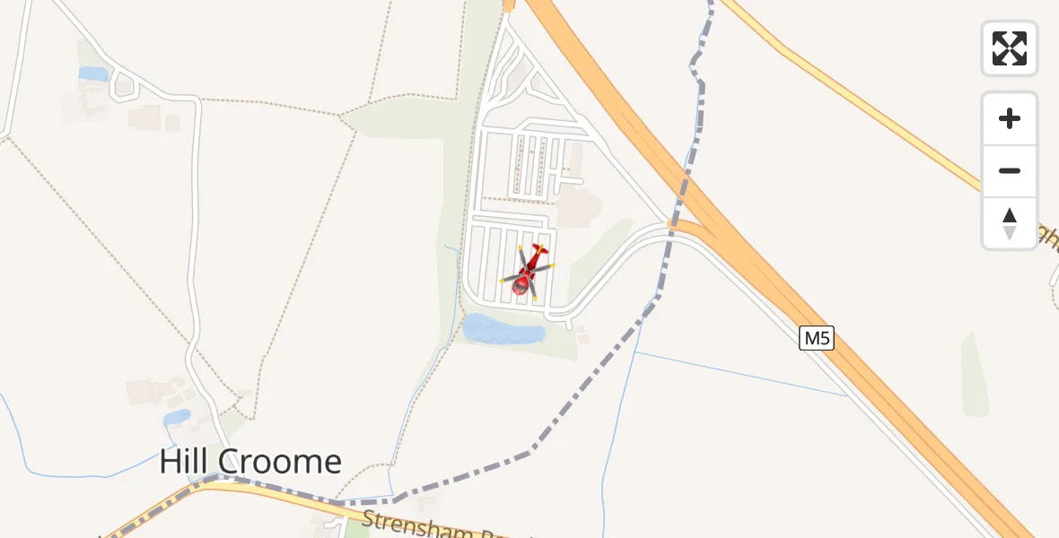Flight route Air Ambulance Helicopter Hill Croome - Hill Croome, 16 April 2026, 12:54