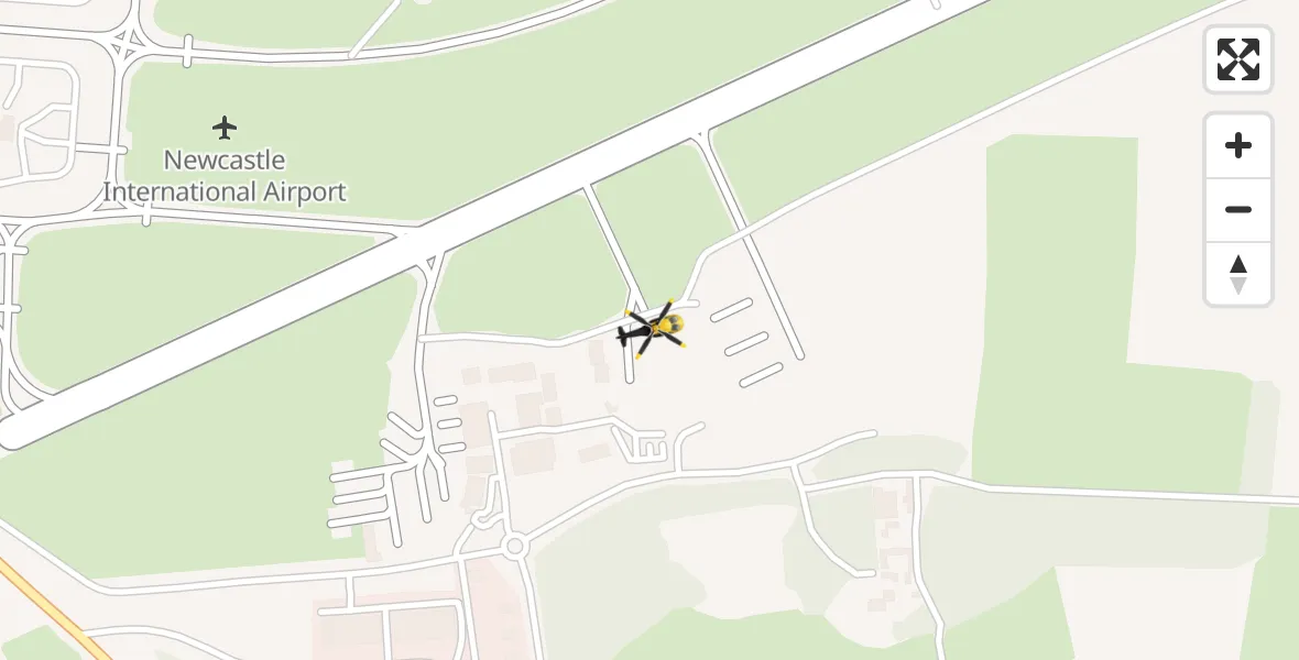 Flight route Police Helicopter Newcastle International Airport - Newcastle International Airport, 16 April 2026, 13:40
