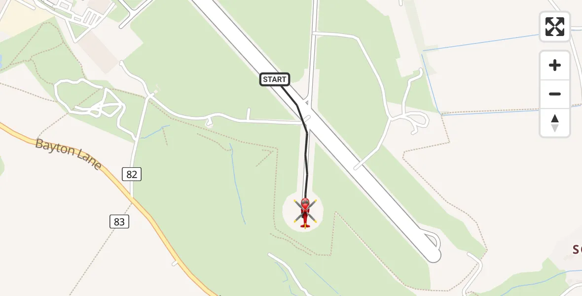 Flight route Air Ambulance Helicopter Leeds Bradford Airport - Leeds Bradford Airport, 16 April 2026, 13:43