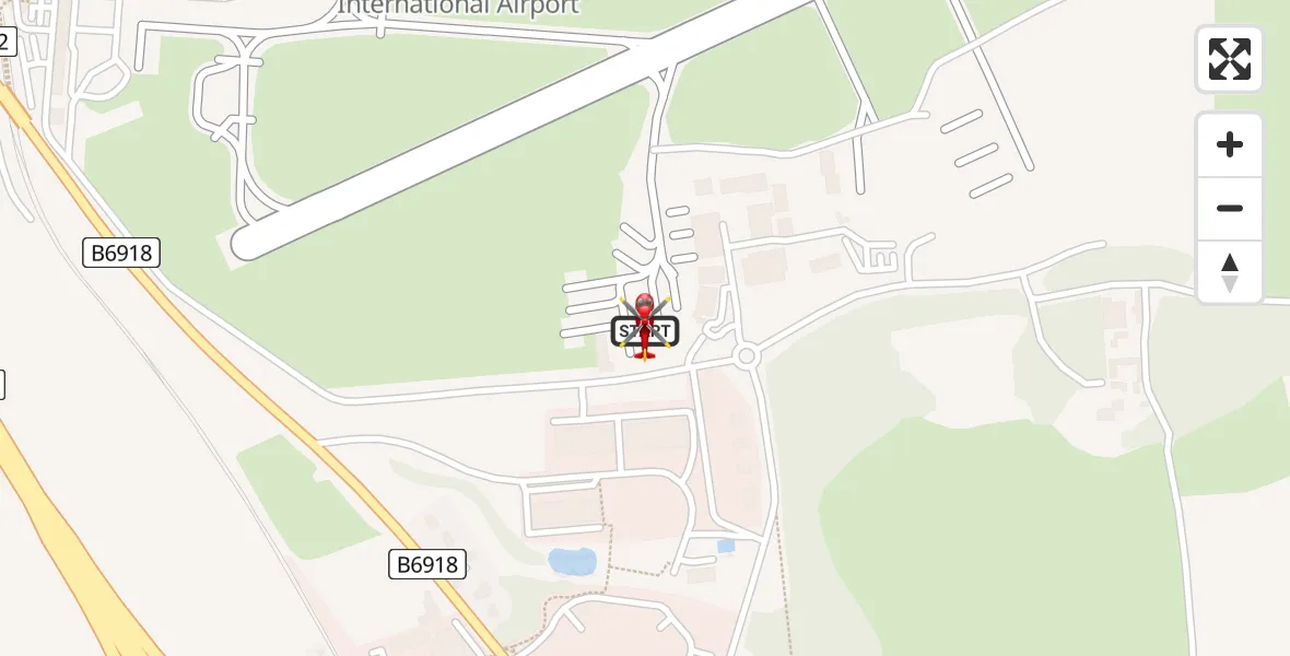 Flight route Air Ambulance Helicopter Newcastle International Airport - Newcastle International Airport, 16 April 2026, 13:46