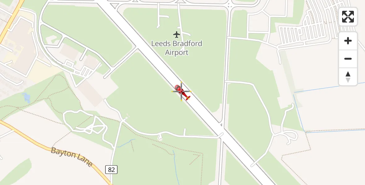Flight route Air Ambulance Helicopter Leeds Bradford Airport - Leeds Bradford Airport, 16 April 2026, 14:04