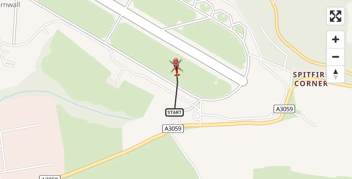 Flight route Air Ambulance Helicopter Cornwall Airport Newquay - Cornwall Airport Newquay, 16 April 2026, 14:46