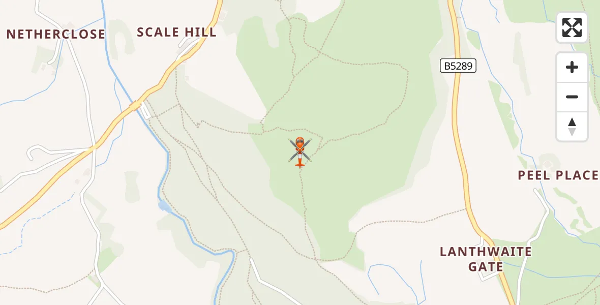 Flight path map showing Coastguard Helicopter route from Buttermere to Buttermere