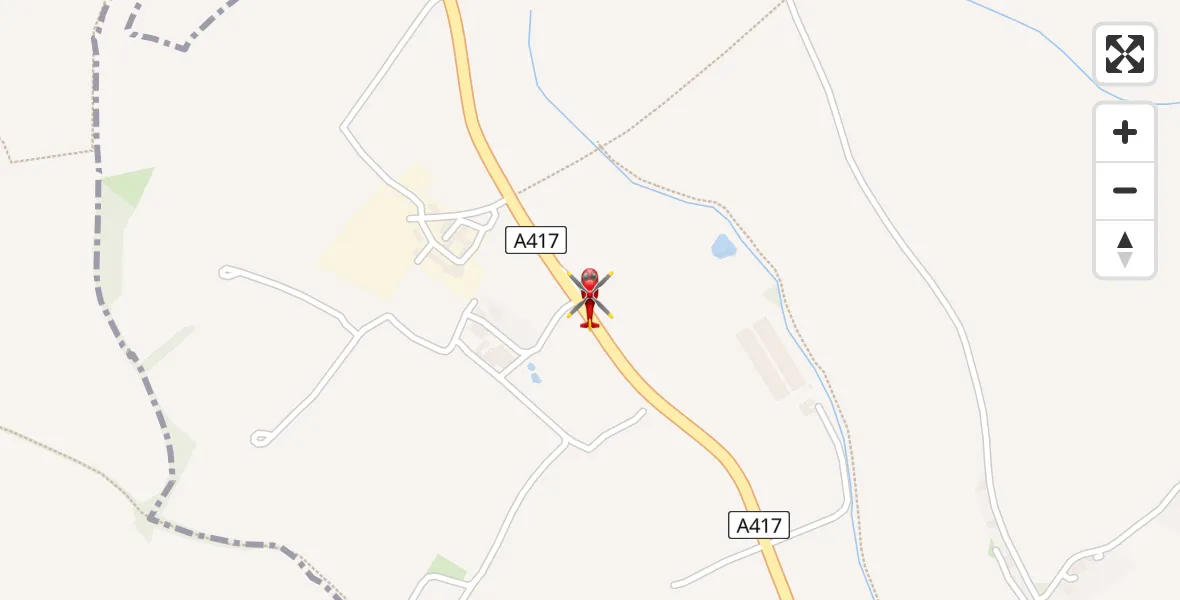 Flight path map showing Air Ambulance Helicopter route from Tewkesbury to Tewkesbury
