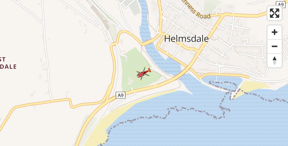 Routekaart van de vlucht: Air Ambulance Helicopter to Helmsdale, A9