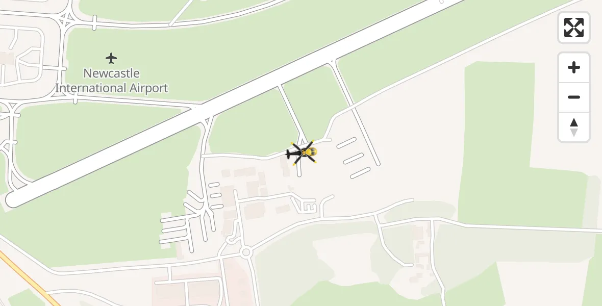 Flight route Police Helicopter Newcastle International Airport - Newcastle International Airport, 16 April 2026, 16:19