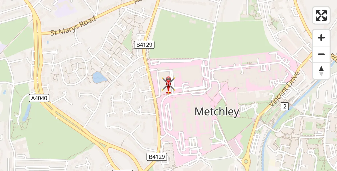 Flight path map showing Air Ambulance Helicopter route from Queen Elizabeth Hospital Helipad to Queen Elizabeth Hospital Helipad
