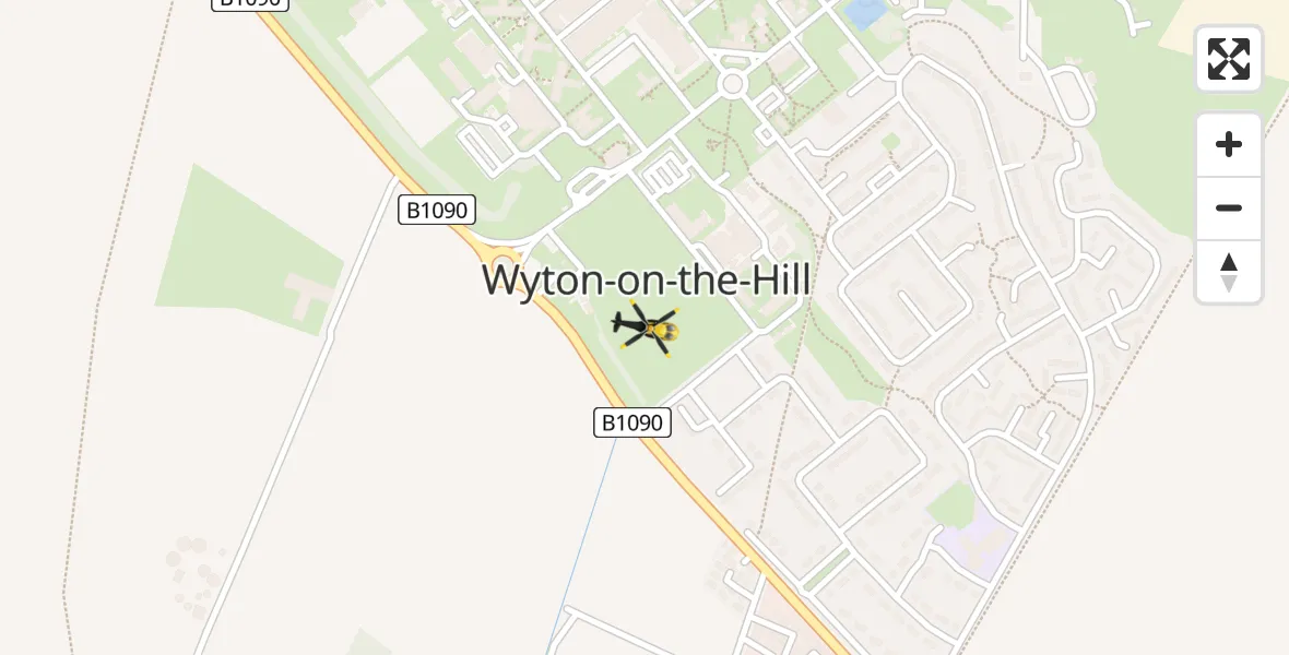 Flight route Police Helicopter Wyton-on-the-Hill - Wyton-on-the-Hill, 16 April 2026, 19:27