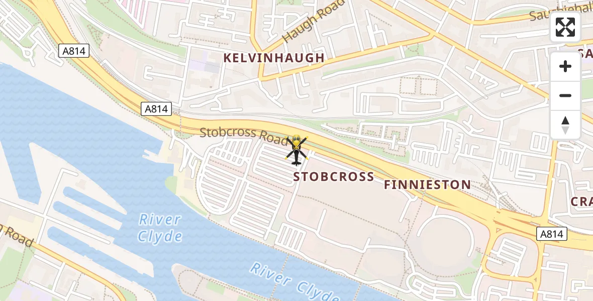 Flight route Police Helicopter Glasgow City Heliport - Glasgow City Heliport, 16 April 2026, 22:01