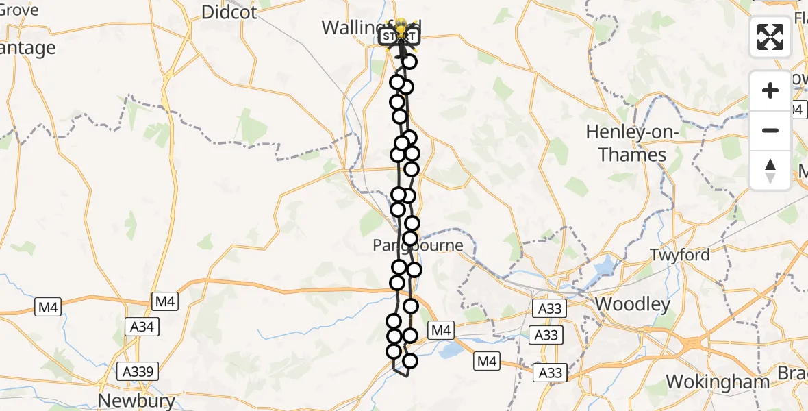 Flight path map showing Police Helicopter route from Crowmarsh Gifford to Crowmarsh Gifford