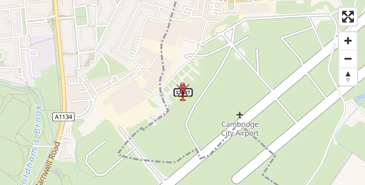 Flight route Air Ambulance Helicopter Cambridge City Airport - Cambridge City Airport, 17 April 2026, 07:06