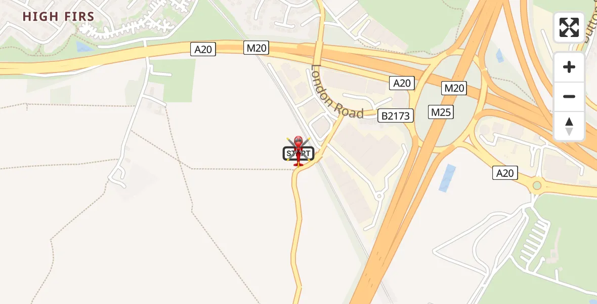 Flight path map showing Air Ambulance Helicopter route from Swanley to Swanley