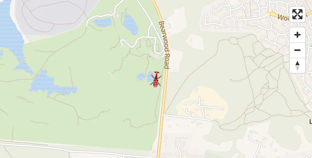Flight path map showing Air Ambulance Helicopter route from Sindlesham to Sindlesham