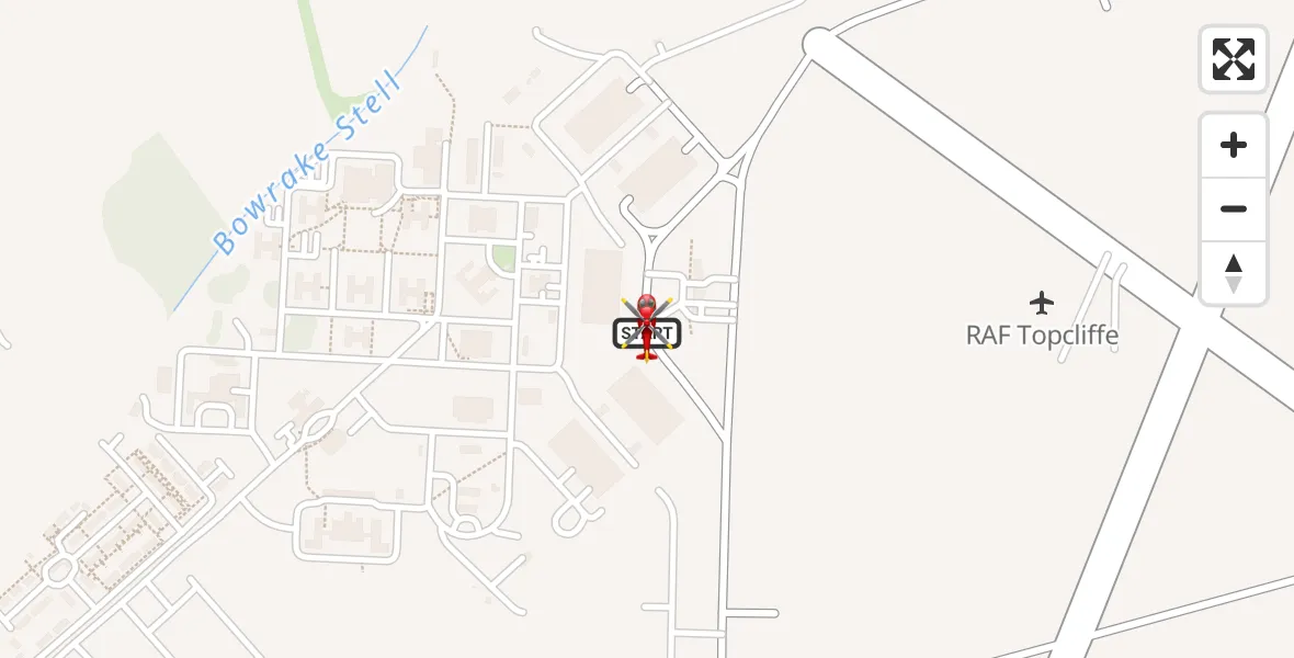 Flight path map showing Air Ambulance Helicopter route from RAF Topcliffe to RAF Topcliffe