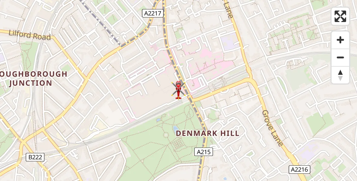 Flight path map showing Air Ambulance Helicopter route from Kings College London Hospital to Kings College London Hospital