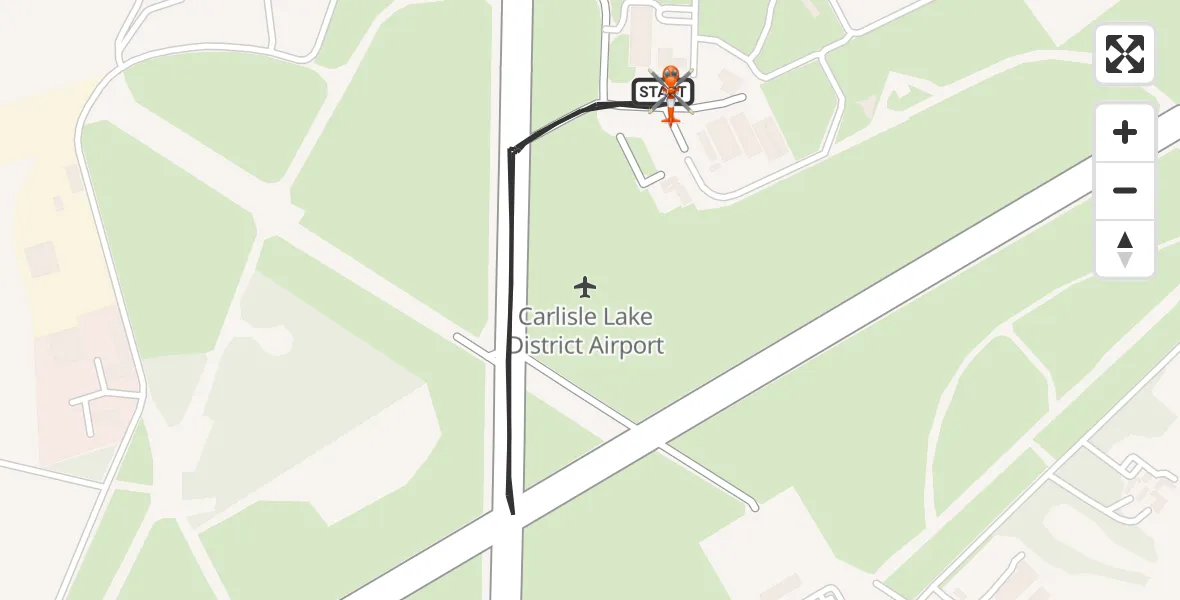 Flight path map showing Coastguard Helicopter route from Carlisle Lake District Airport to Carlisle Lake District Airport
