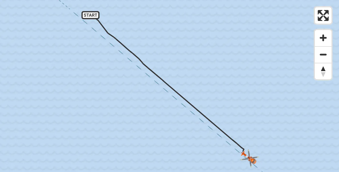 Flight path map showing Coastguard Helicopter route from Irish Sea to Irish Sea
