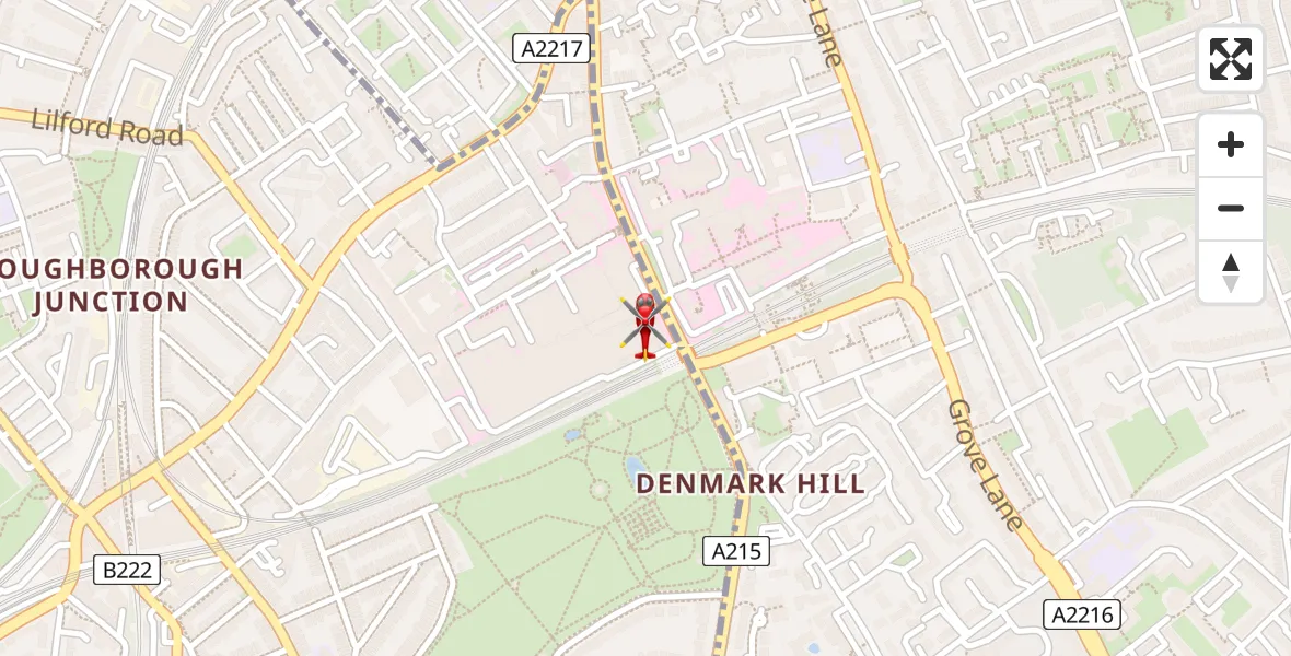 Flight path map showing Air Ambulance Helicopter route from Kings College London Hospital to Kings College London Hospital