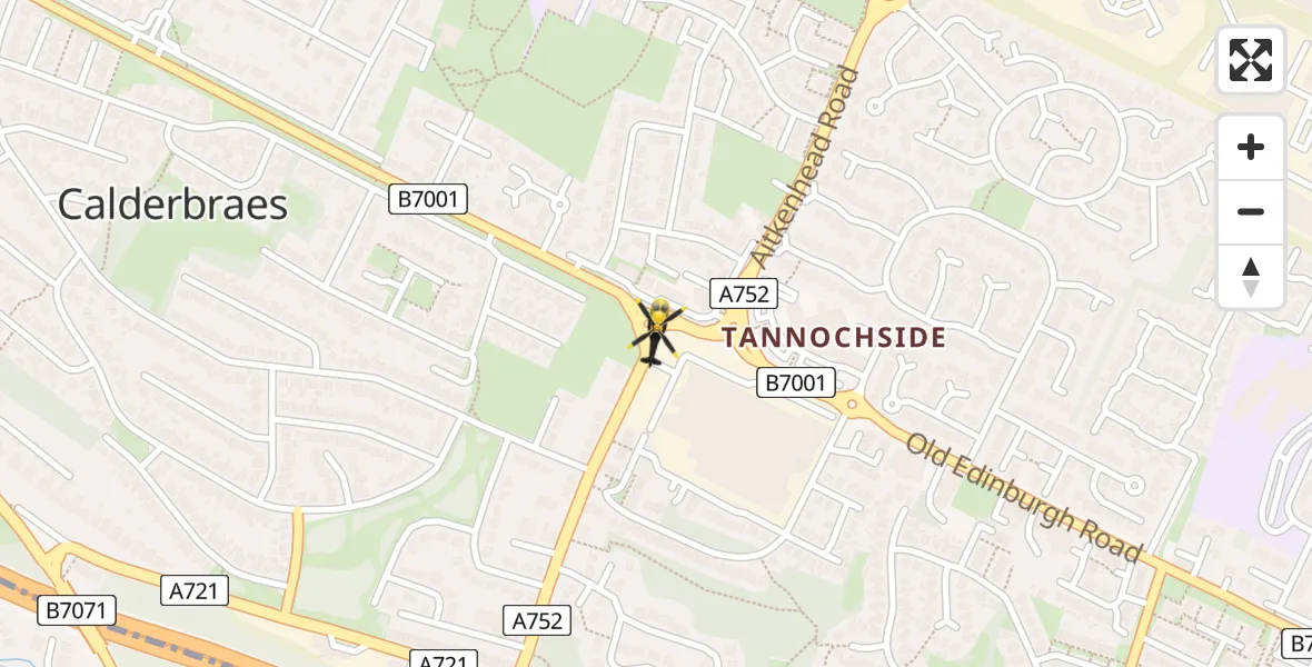 Routekaart van de vlucht: Police Helicopter to Calderbraes