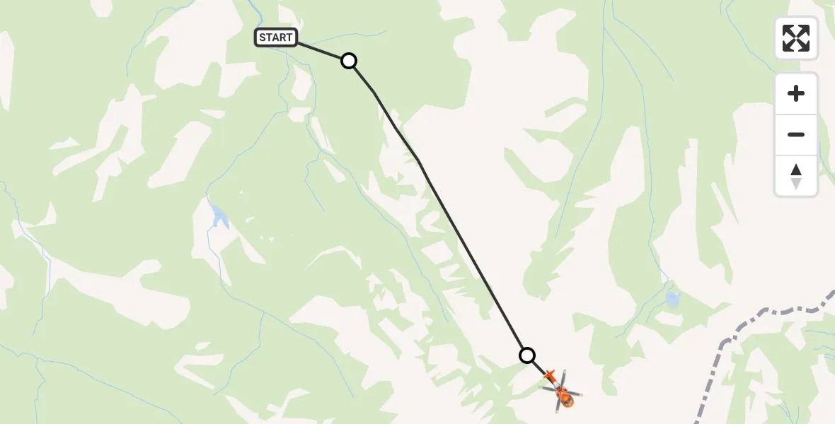 Flight path map showing Coastguard Helicopter route from Rothiemurchus Lodge to Coire an Lochain