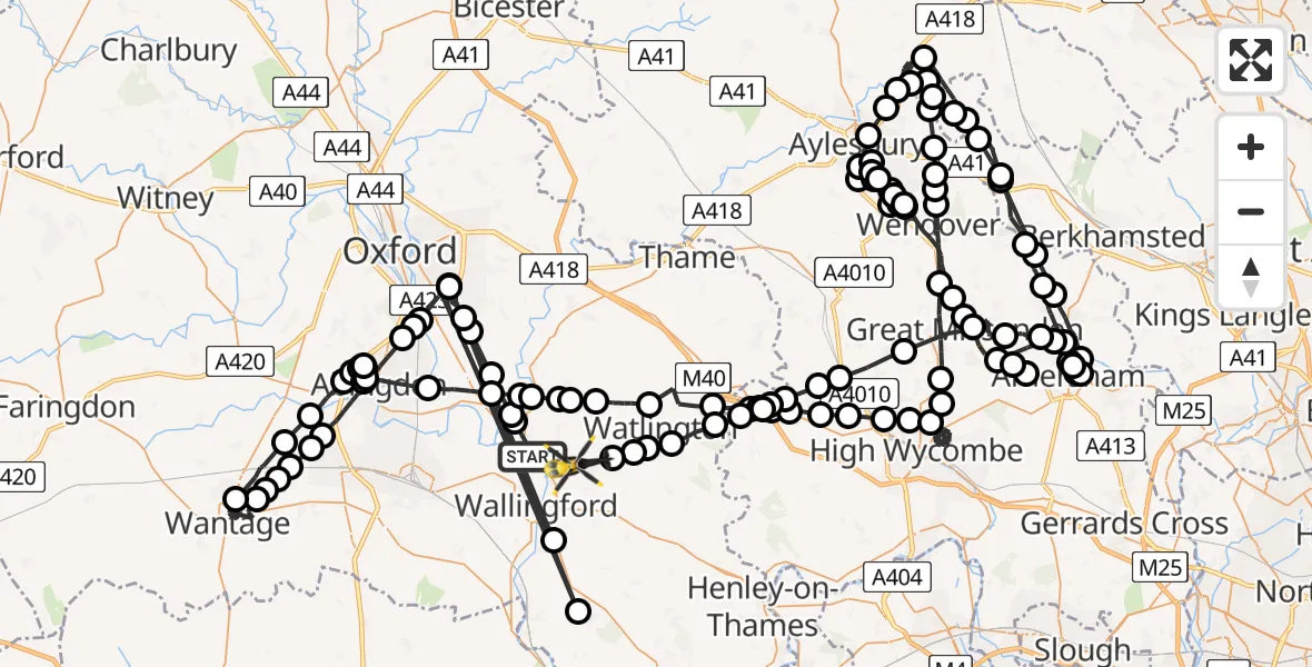 Flight route Police Helicopter Shillingford - RAF Benson, 17 April 2026, 14:46