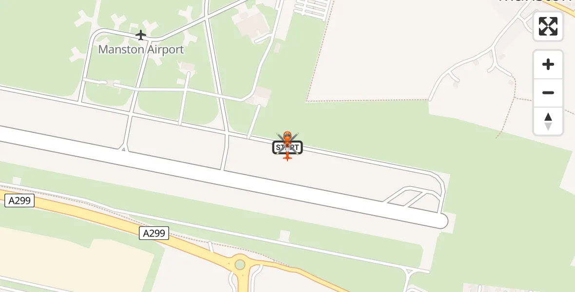 Flight path map showing Coastguard Helicopter route from Manston Airport to Manston Airport