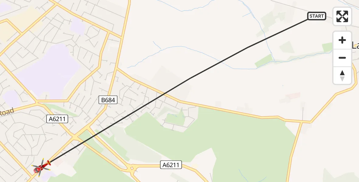 Flight path map showing Air Ambulance Helicopter route from Arnold to Arnold