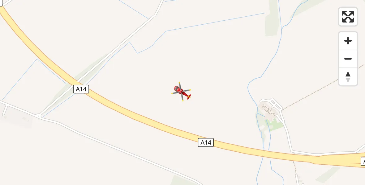 Flight path map showing Air Ambulance Helicopter route from Fen Ditton to Fen Ditton