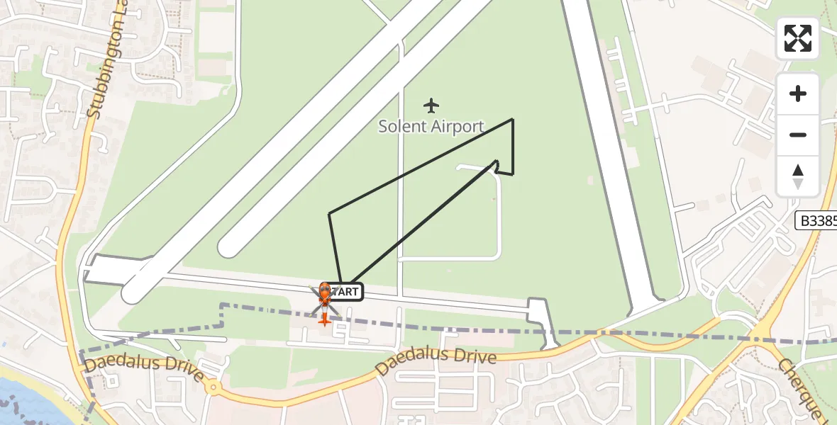 Flight path map showing Coastguard Helicopter route from Solent Airport to Solent Airport