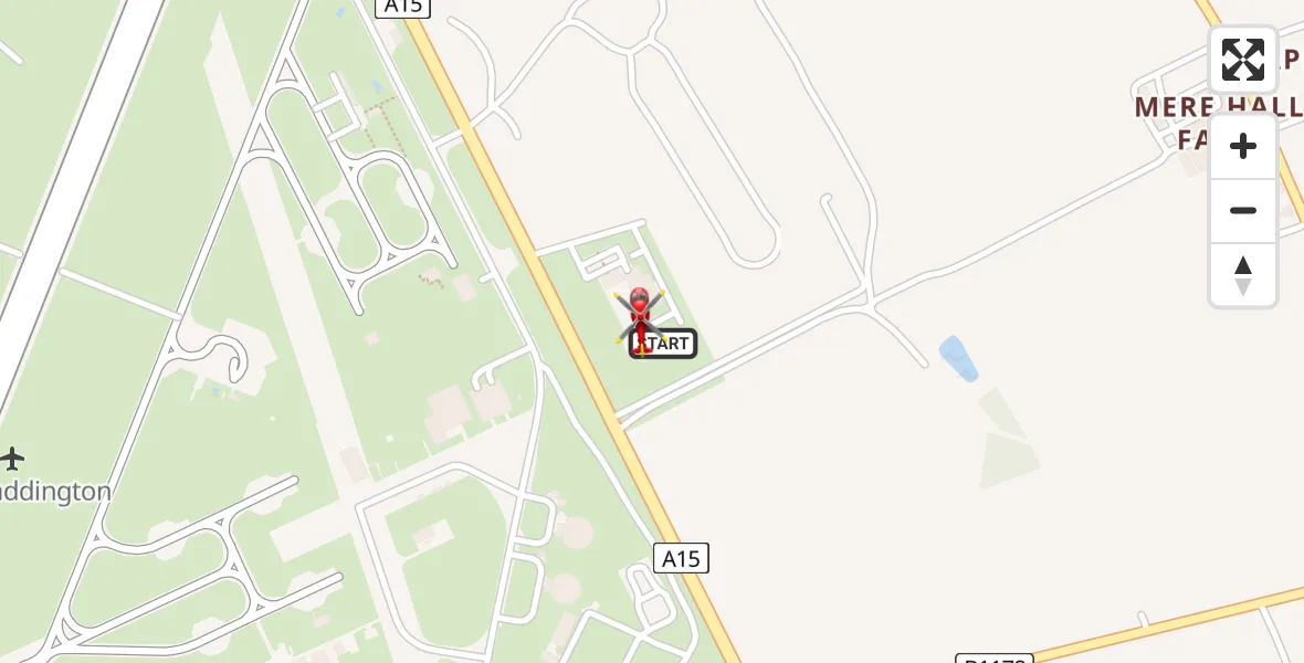 Flight route Air Ambulance Helicopter RAF Waddington - North Kesteven, 17 April 2026, 18:29