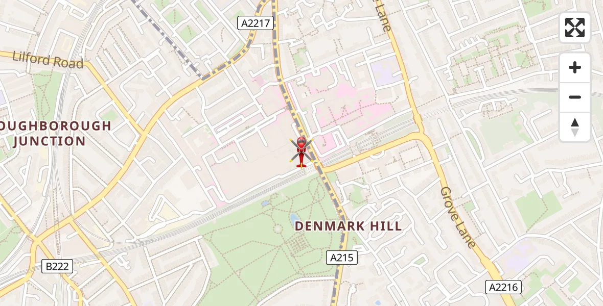 Flight route Air Ambulance Helicopter Kings College London Hospital - Kings College London Hospital, 17 April 2026, 19:19