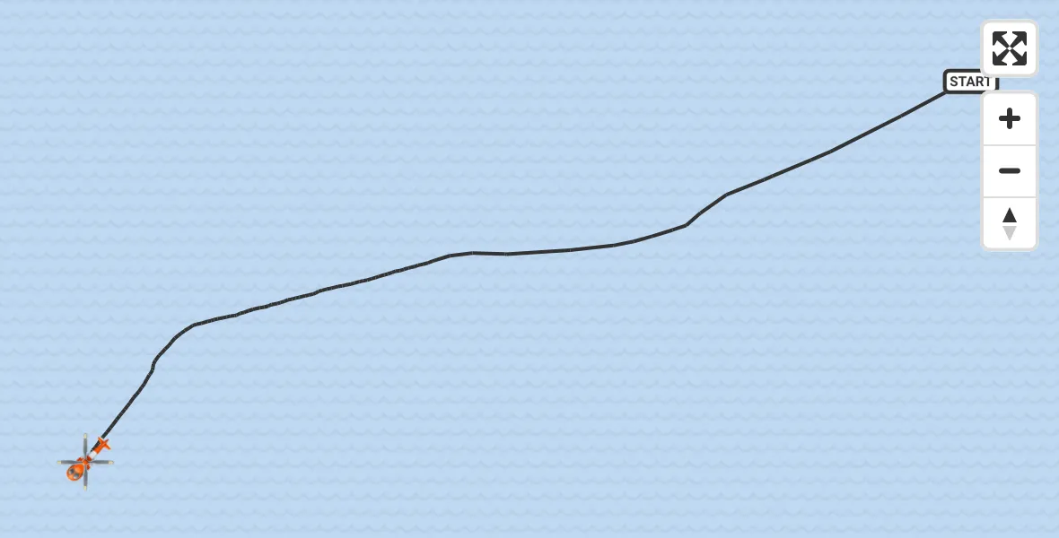 Flight path map showing Coastguard Helicopter route from Irish Sea to Irish Sea