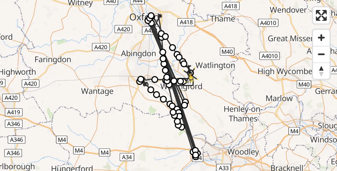 Flight path map showing Police Helicopter route from Benson to Benson
