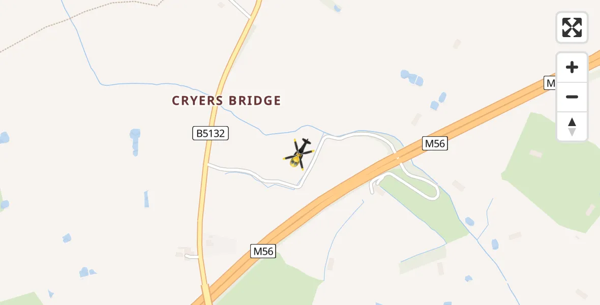 Flight path map showing Police Helicopter route from Elton to Elton