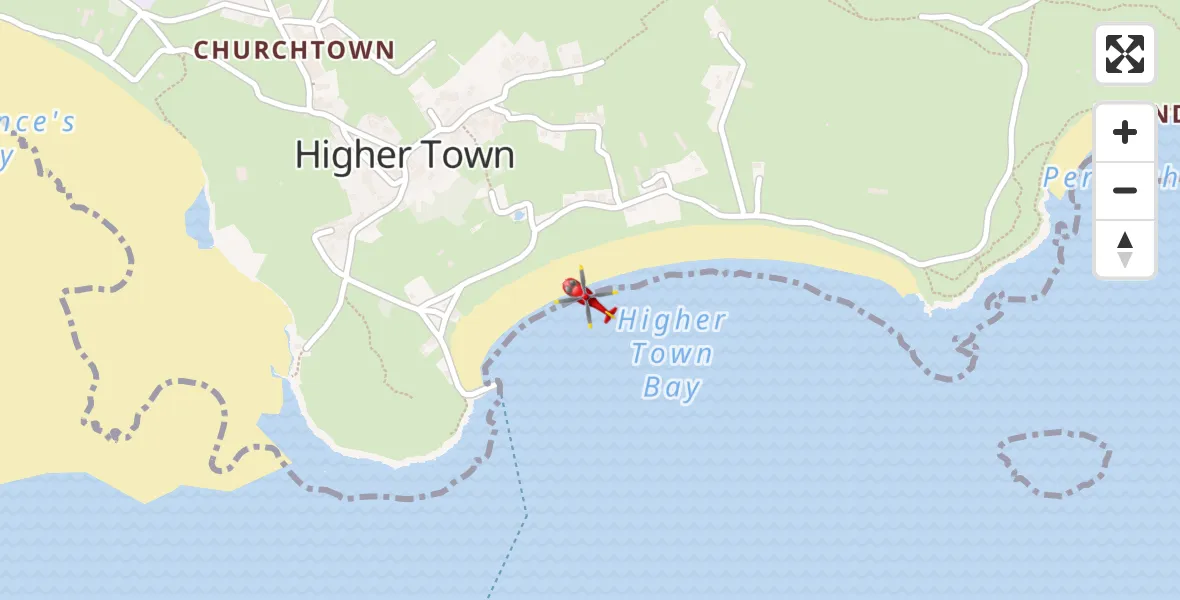 Flight route Air Ambulance Helicopter North Atlantic Ocean - North Atlantic Ocean, 18 April 2026, 08:14
