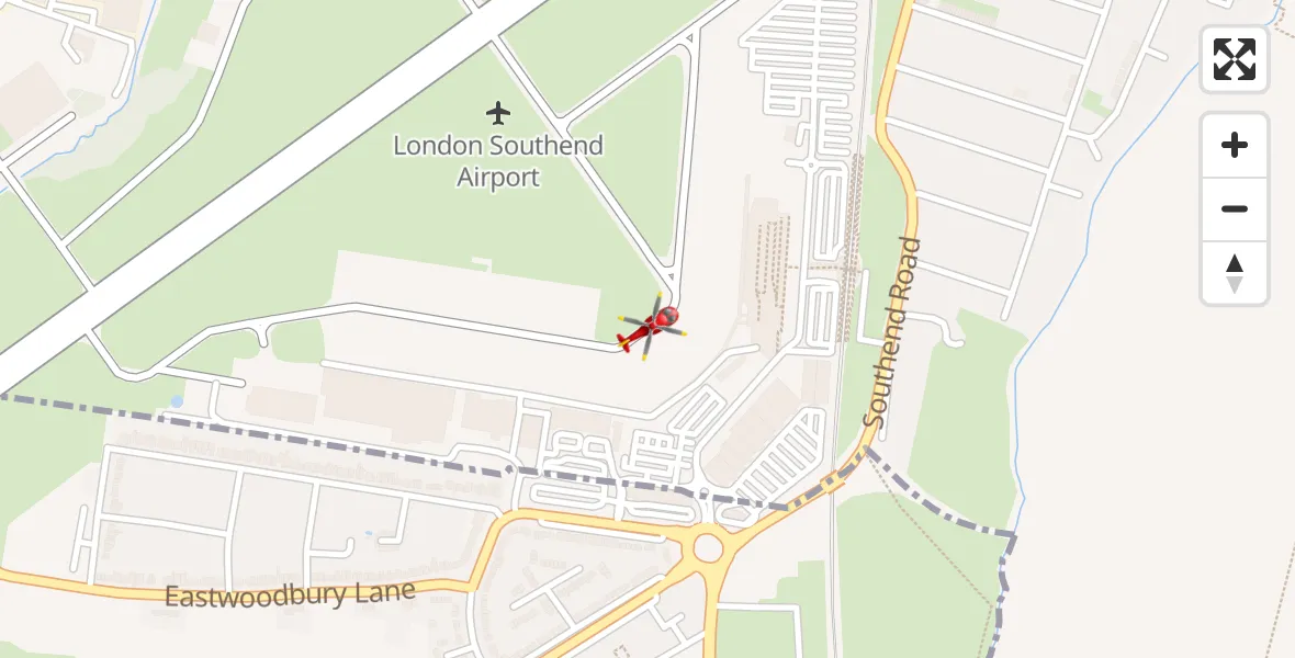 Flight route Air Ambulance Helicopter London Southend Airport - London Southend Airport, 18 April 2026, 09:30
