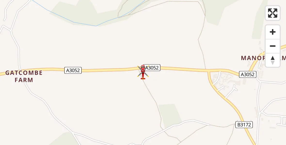Flight path map showing Air Ambulance Helicopter route from Colyford to Colyford