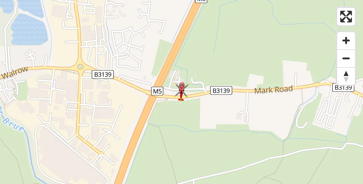 Flight path map showing Air Ambulance Helicopter route from Highbridge to Highbridge