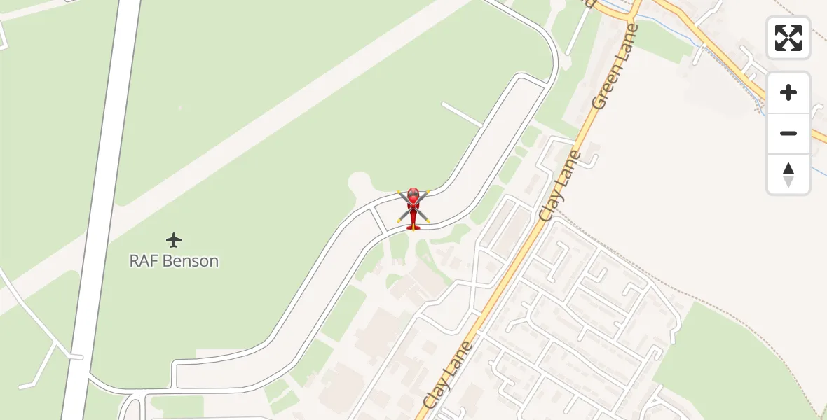 Flight path map showing Air Ambulance Helicopter route from RAF Benson to RAF Benson