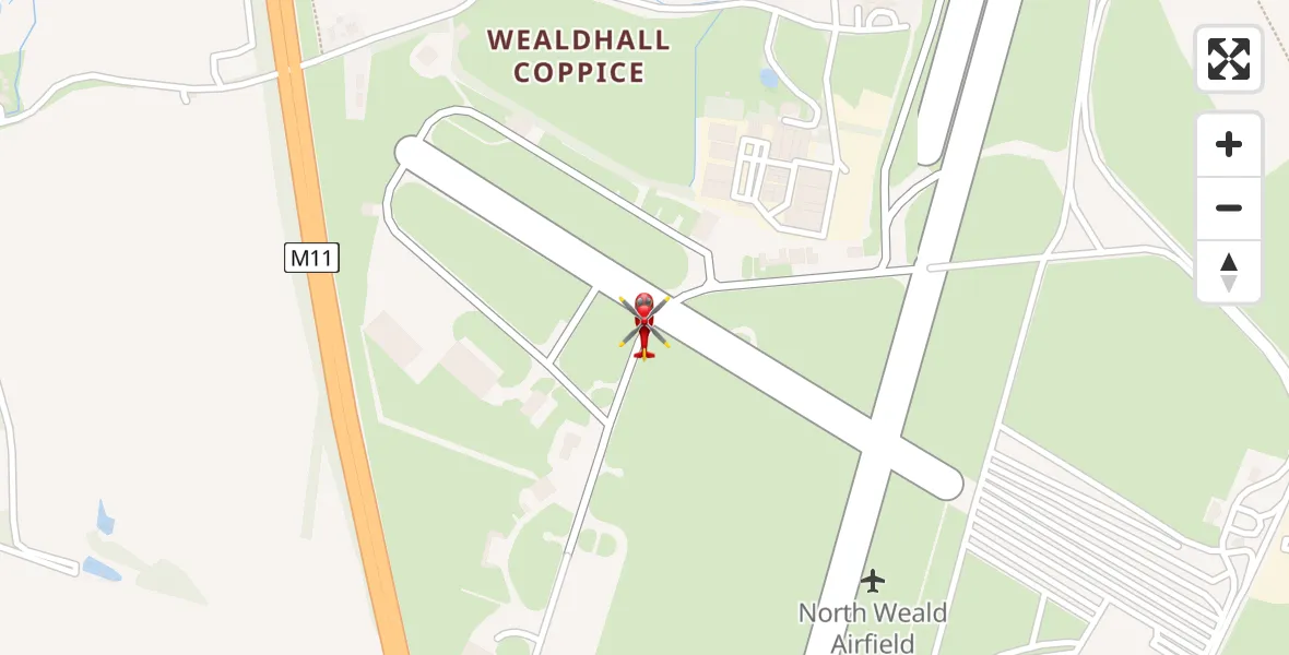 Flight route Air Ambulance Helicopter North Weald Airfield - North Weald Airfield, 18 April 2026, 11:37