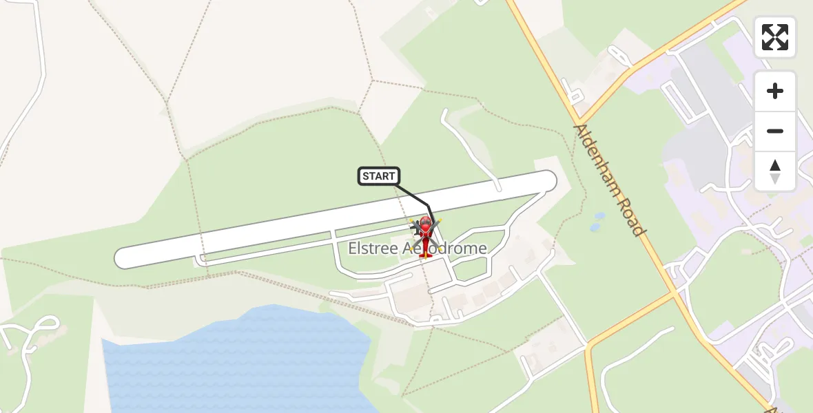 Flight route Air Ambulance Helicopter Elstree Airfield - Elstree Airfield, 18 April 2026, 11:38