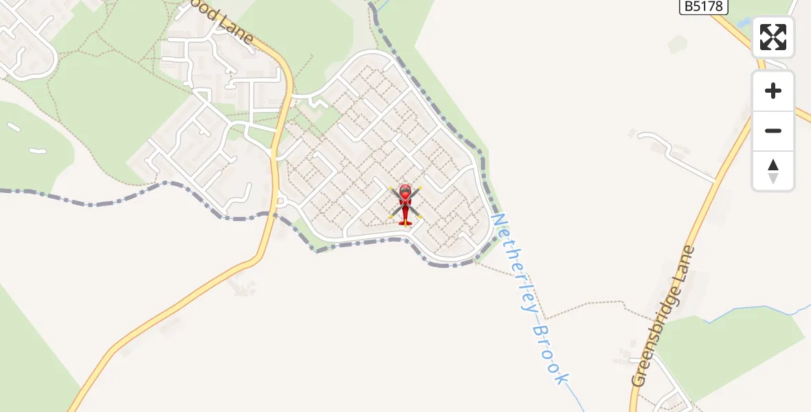 Flight path map showing Air Ambulance Helicopter route from Netherley to Netherley