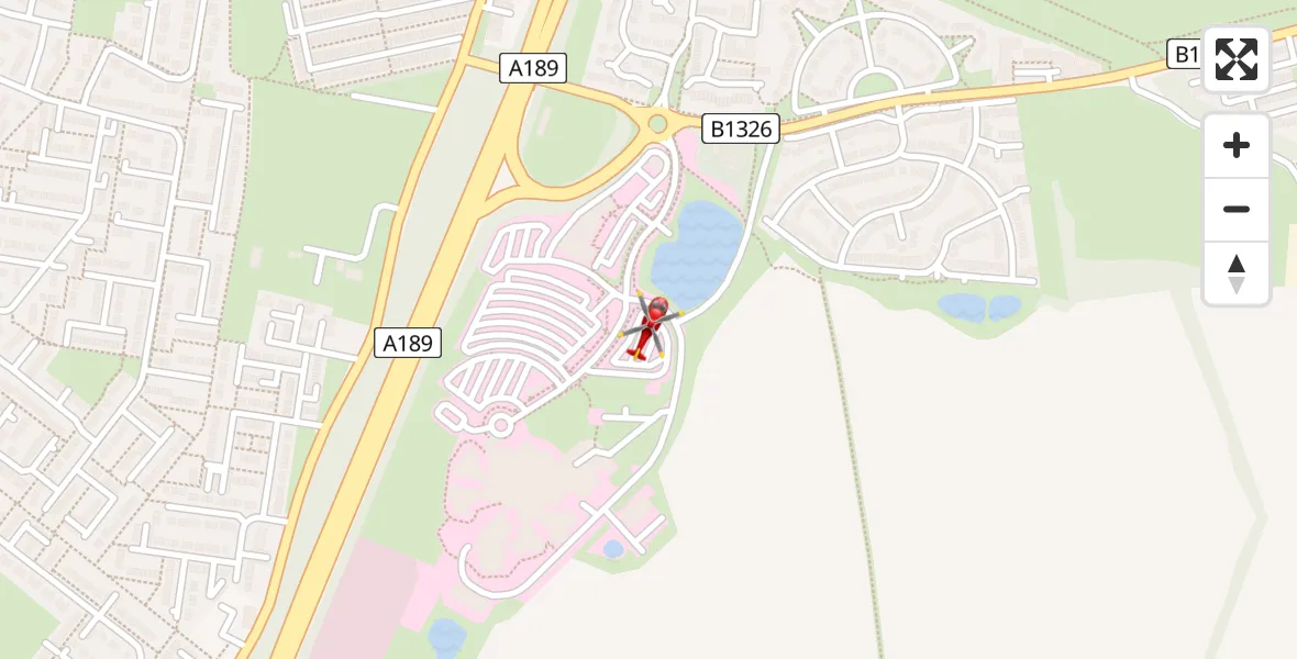 Flight path map showing Air Ambulance Helicopter route from Cramlington to Cramlington